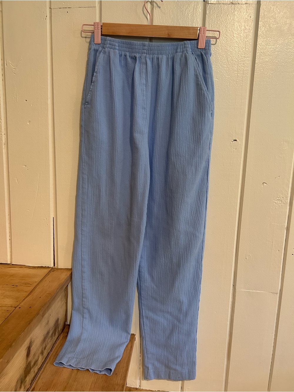 Vintage Light Blue Flowy Pants - Short